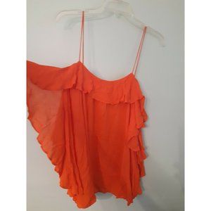 Free People Ruffles Cami Tank Shirt Orange Melon